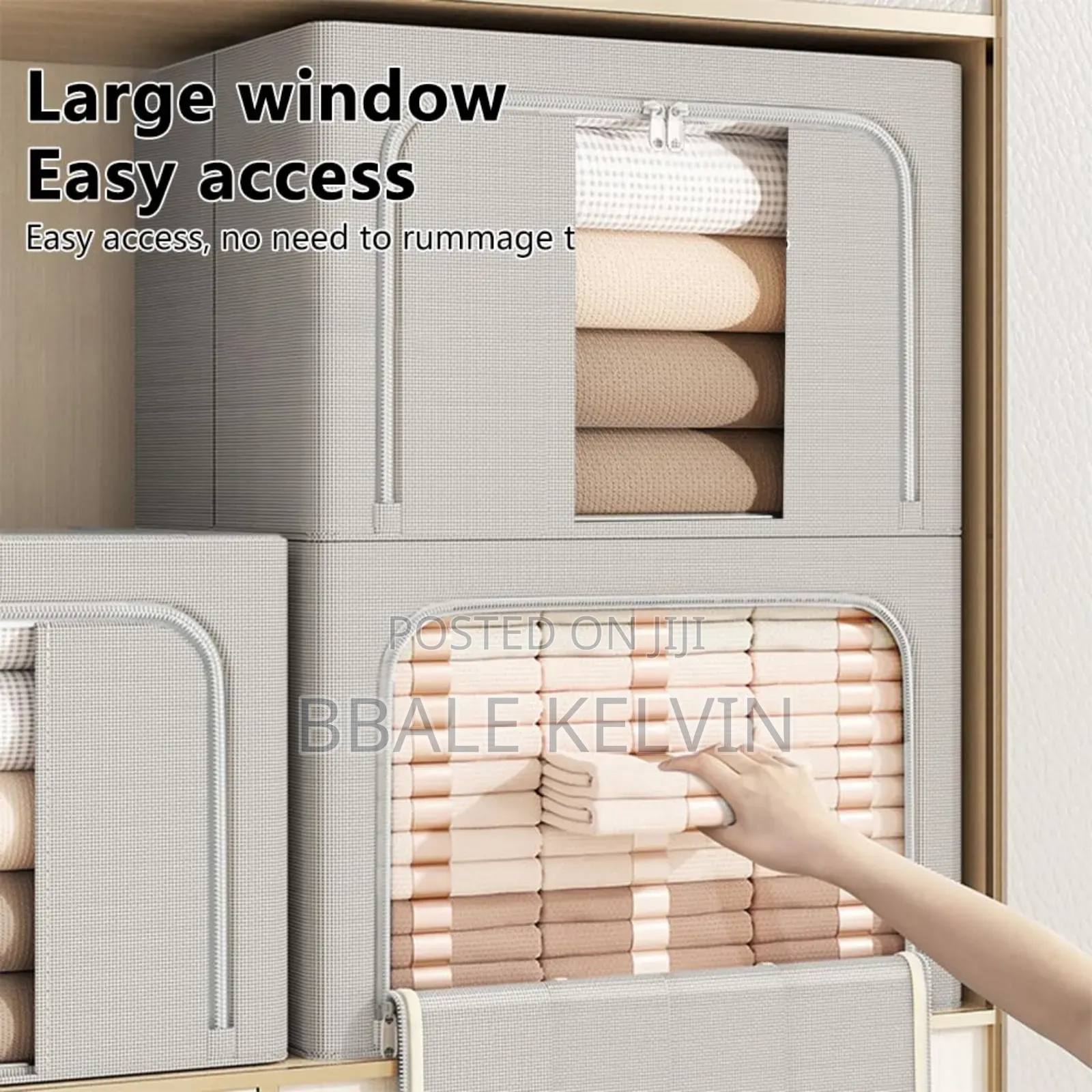 3pcs Clothing Storage Bags 100l, Foldable Bold Solid Steel Frame