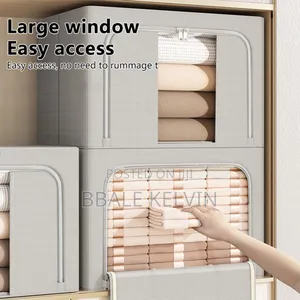 3pcs Clothing Storage Bags 100l, Foldable Bold Solid Steel Frame