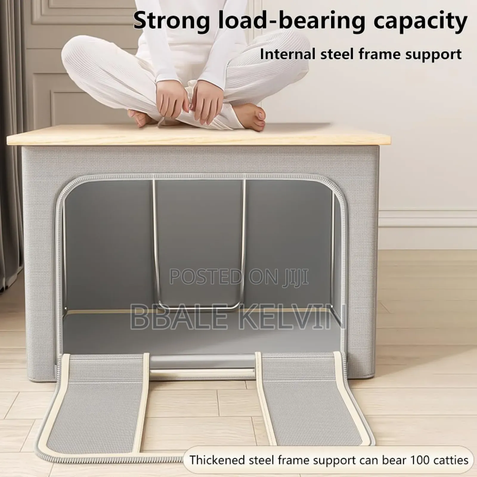 3pcs Clothing Storage Bags 100l, Foldable Bold Solid Steel Frame