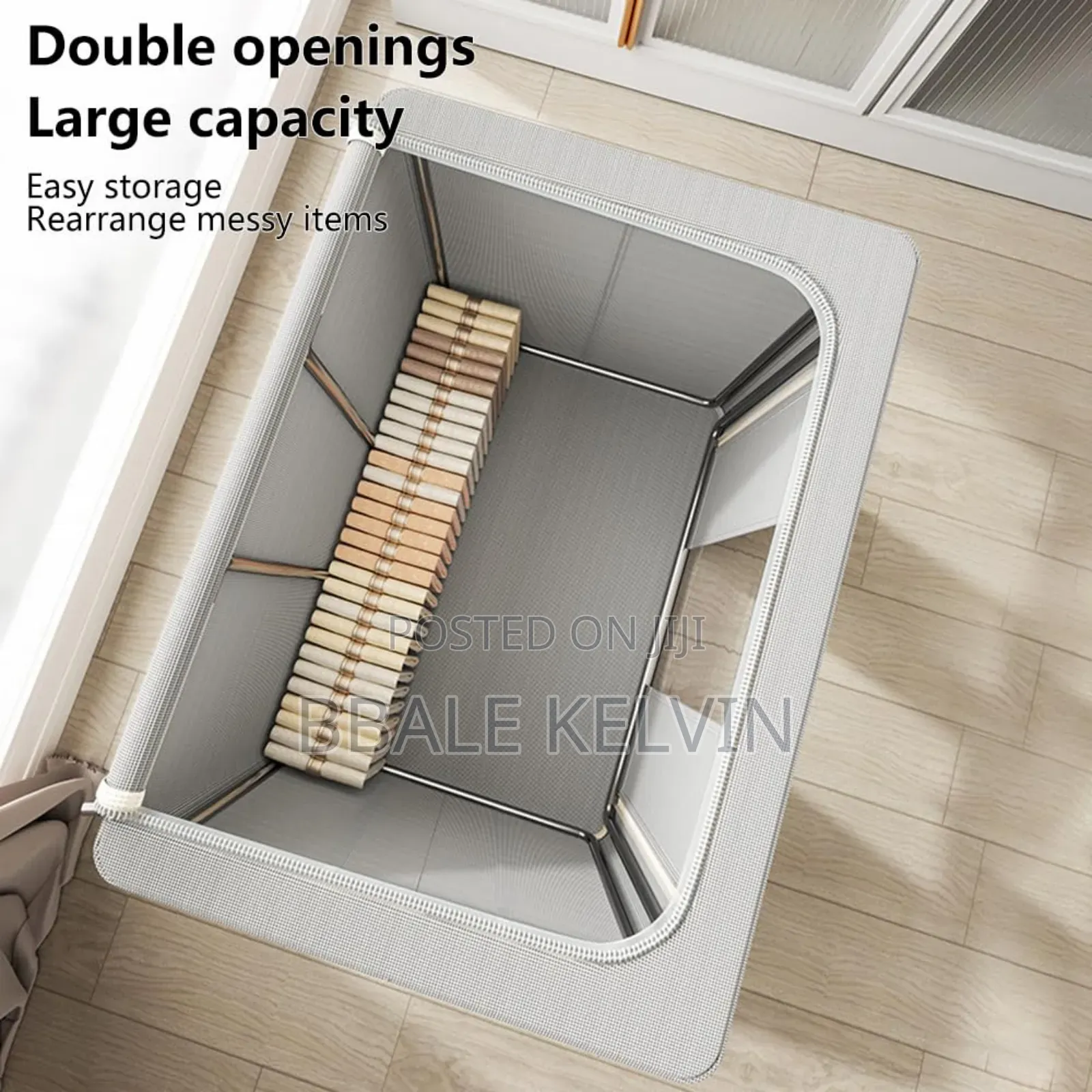 3pcs Clothing Storage Bags 100l, Foldable Bold Solid Steel Frame