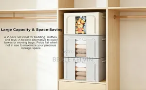 3pcs Clothing Storage Bags 100l, Foldable Bold Solid Steel Frame