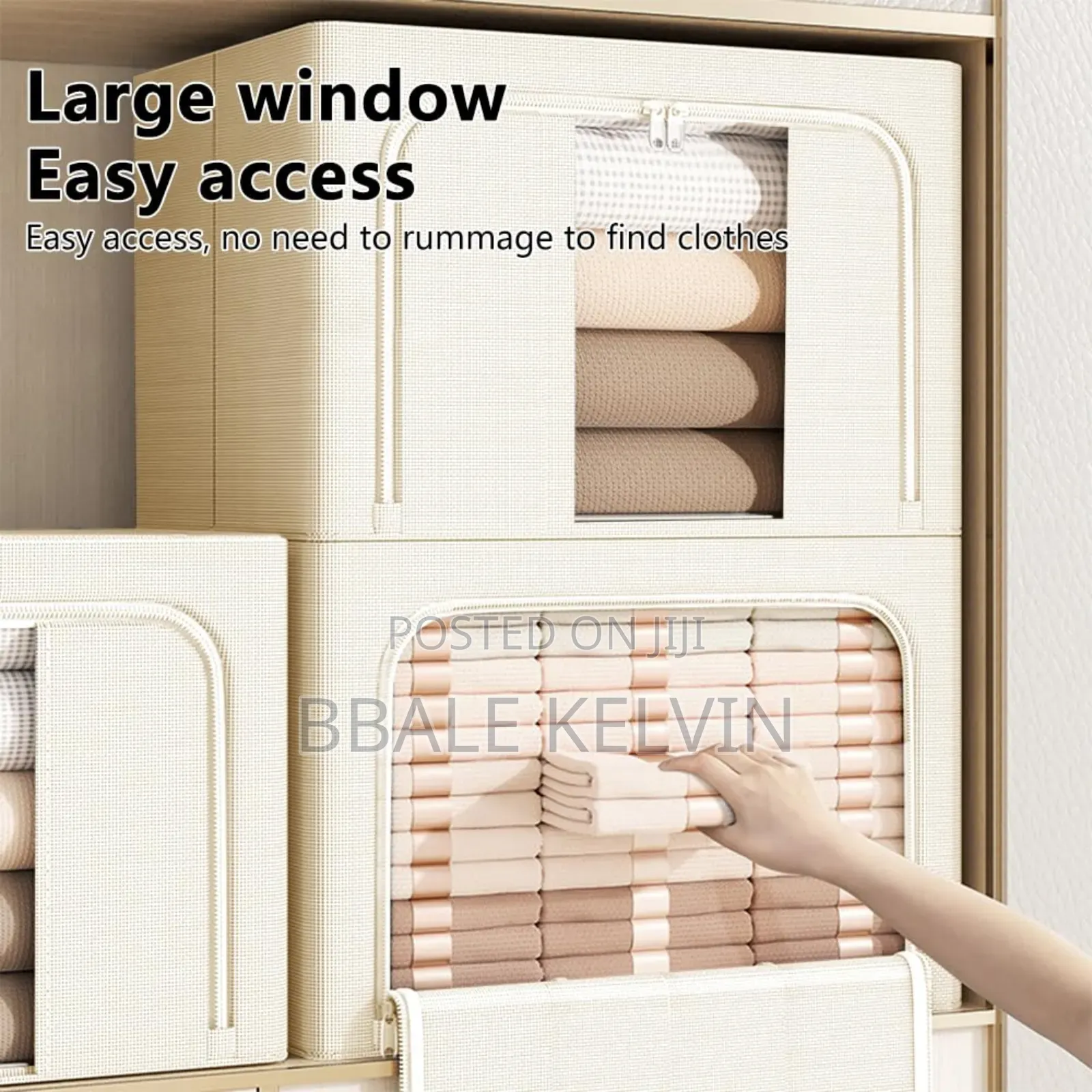 3pcs Clothing Storage Bags 100l, Foldable Bold Solid Steel Frame