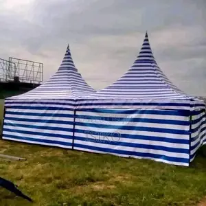 Blue and White Striped Tent