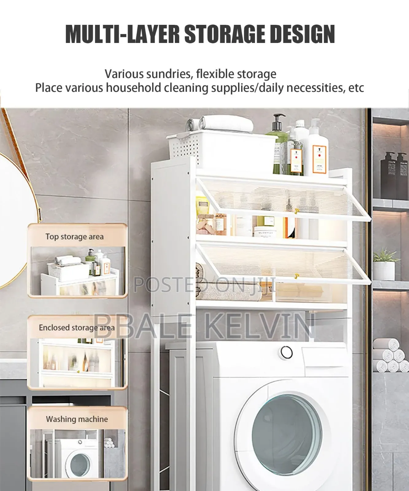 Over the Washing Machine Storage Cabinet 2 Tier