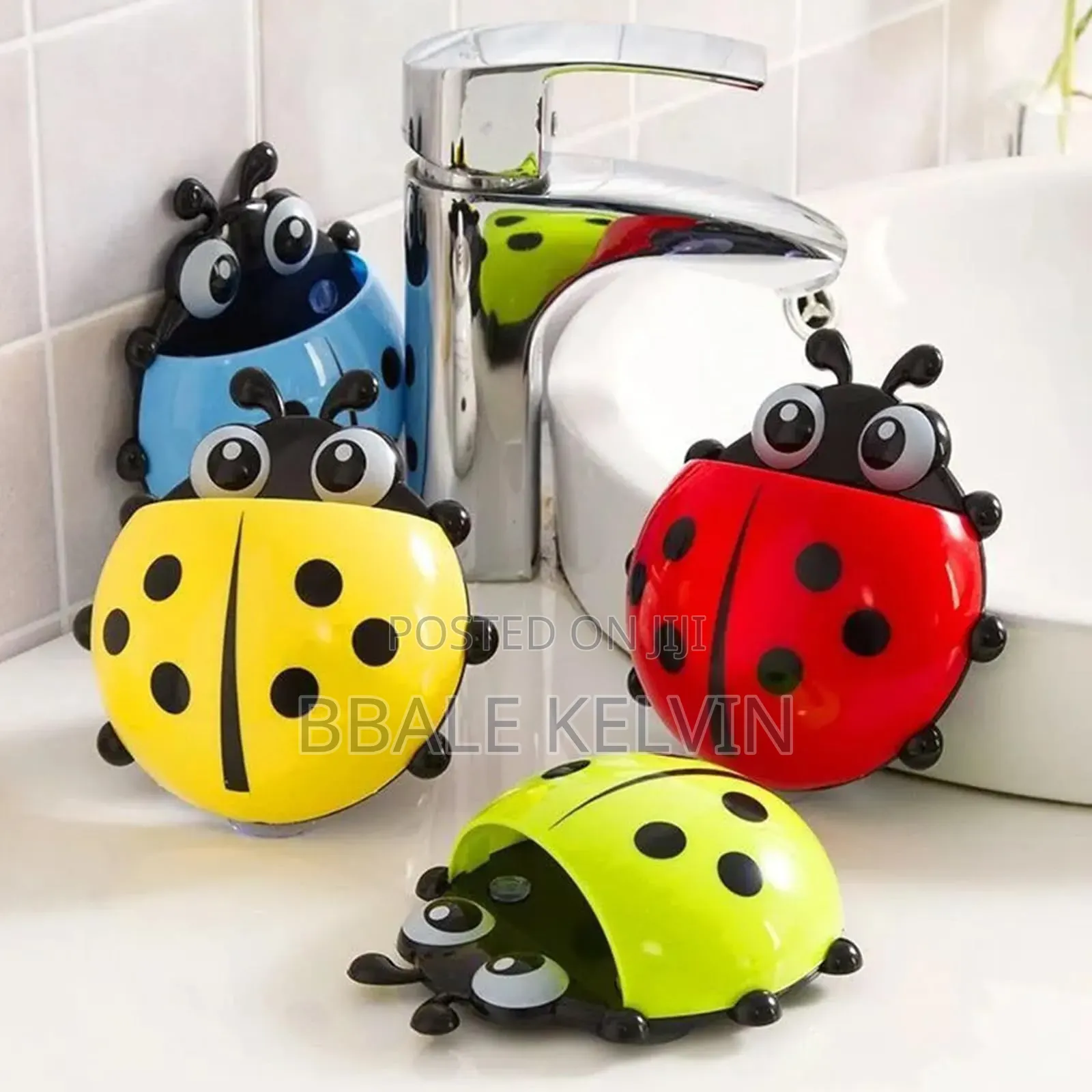 4pcs Cute Ladybug Kids Toothbrush Holder Toothpaste Holder