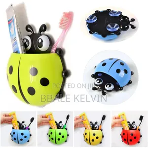 4pcs Cute Ladybug Kids Toothbrush Holder Toothpaste Holder