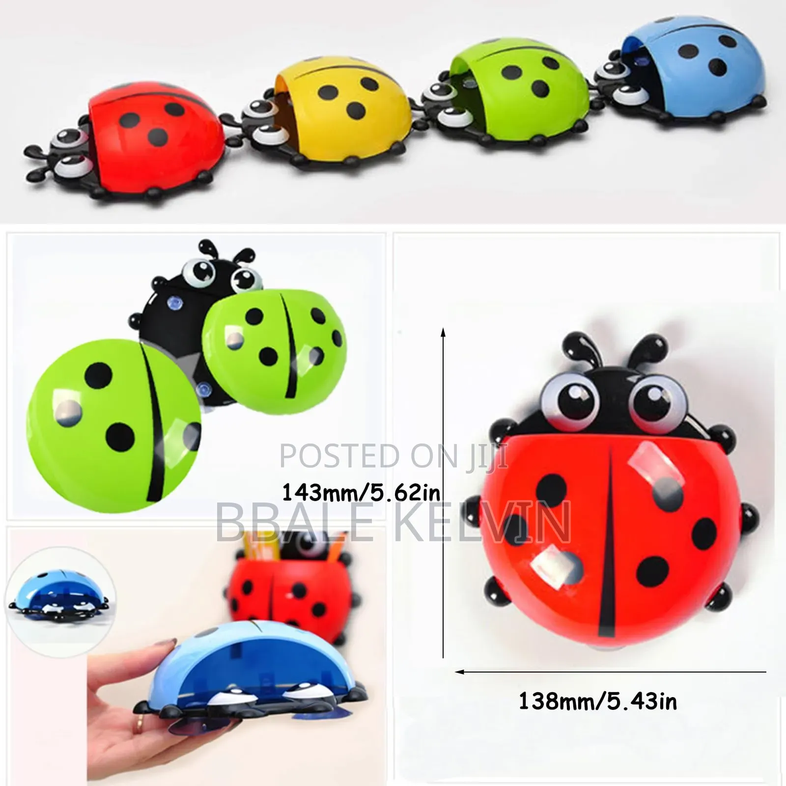 4pcs Cute Ladybug Kids Toothbrush Holder Toothpaste Holder