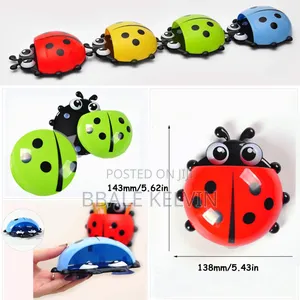 4pcs Cute Ladybug Kids Toothbrush Holder Toothpaste Holder