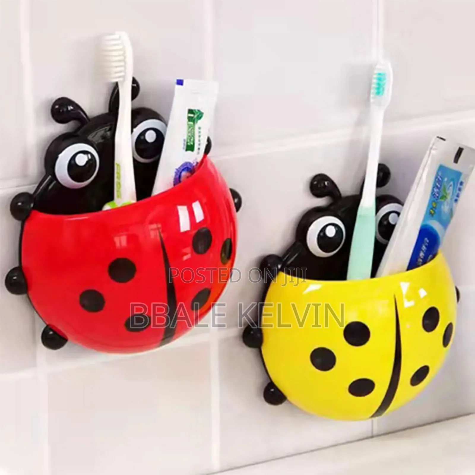 4pcs Cute Ladybug Kids Toothbrush Holder Toothpaste Holder