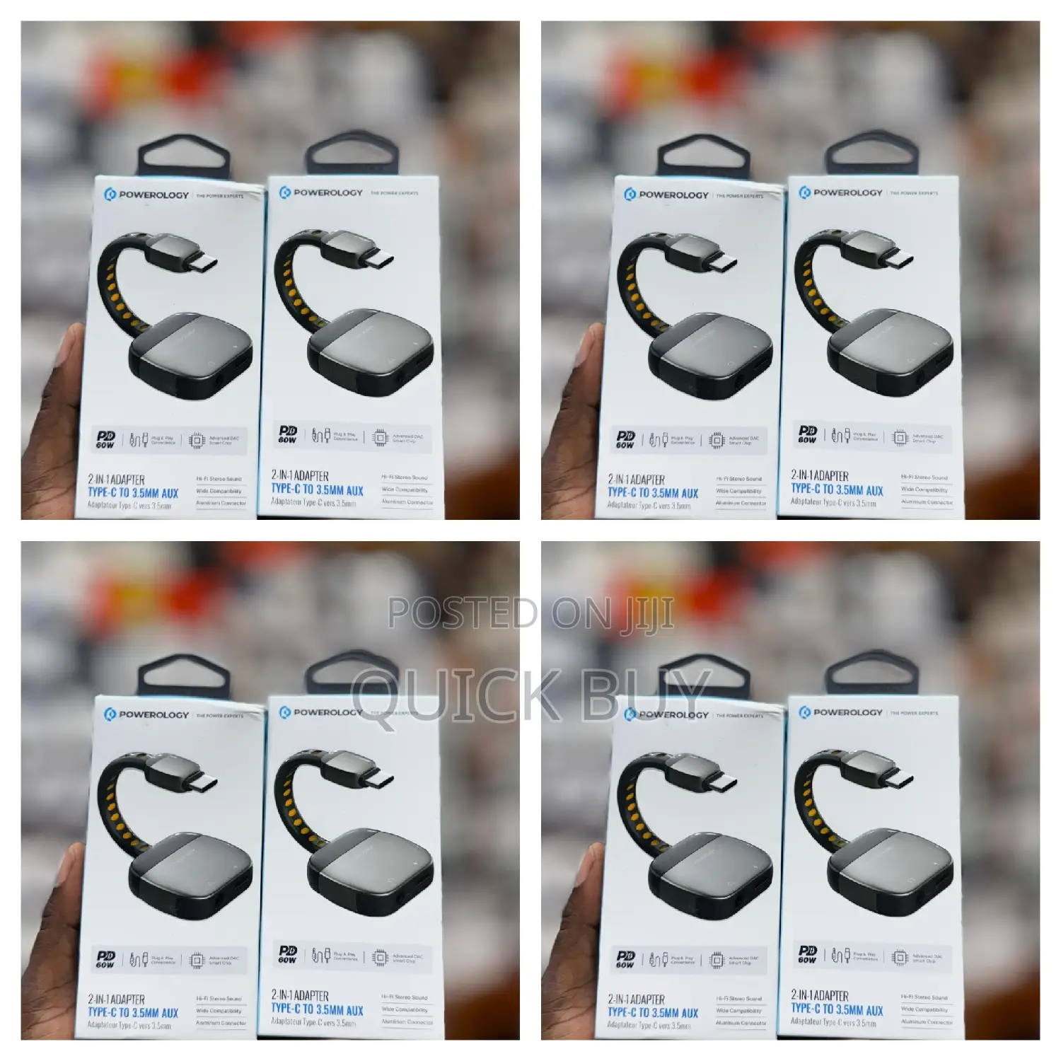 Powerology 2-in-1 Type-C to 3.5mm Aux Adapter