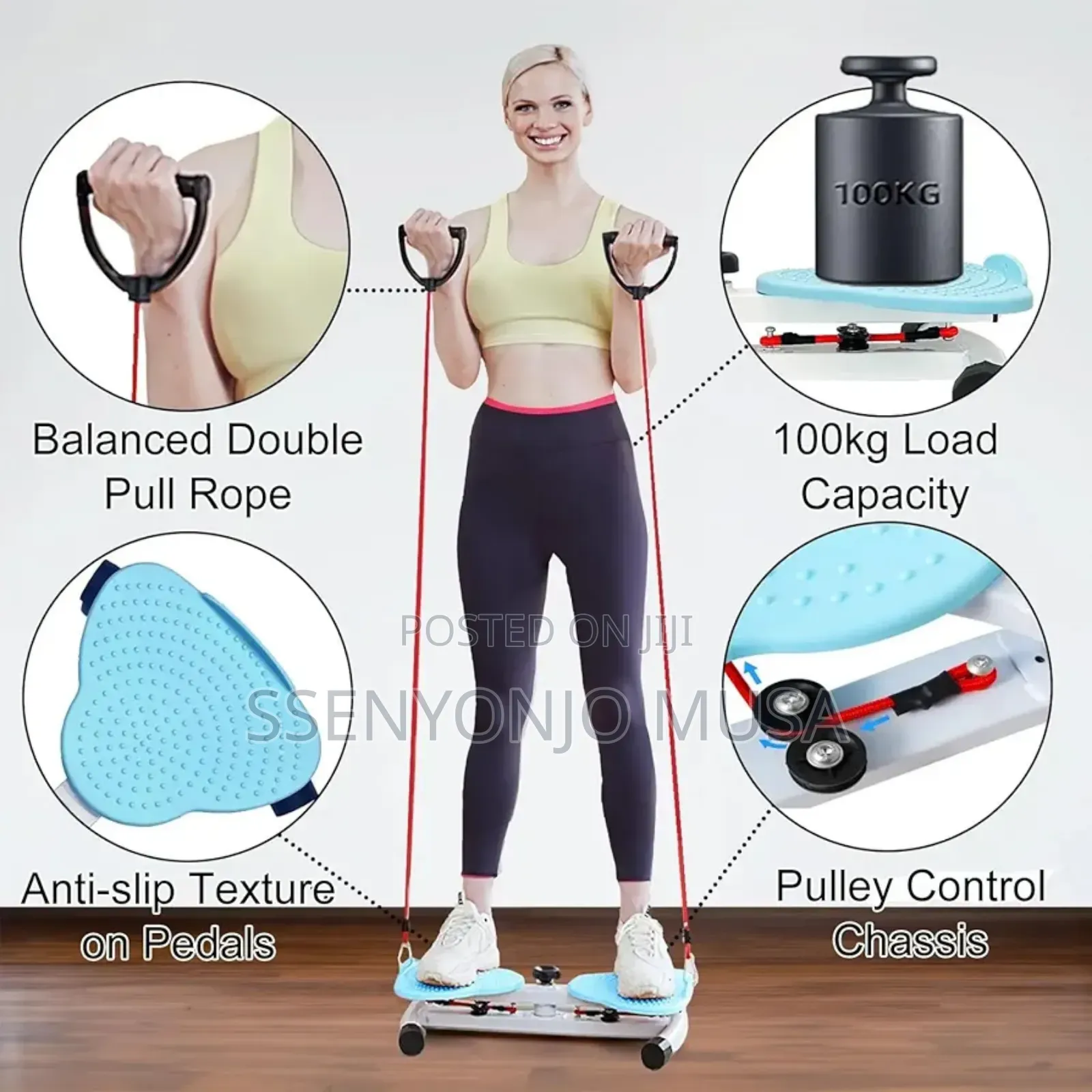 Twister Board With Pull Rope Waist Twisting Fitness Exercise Board