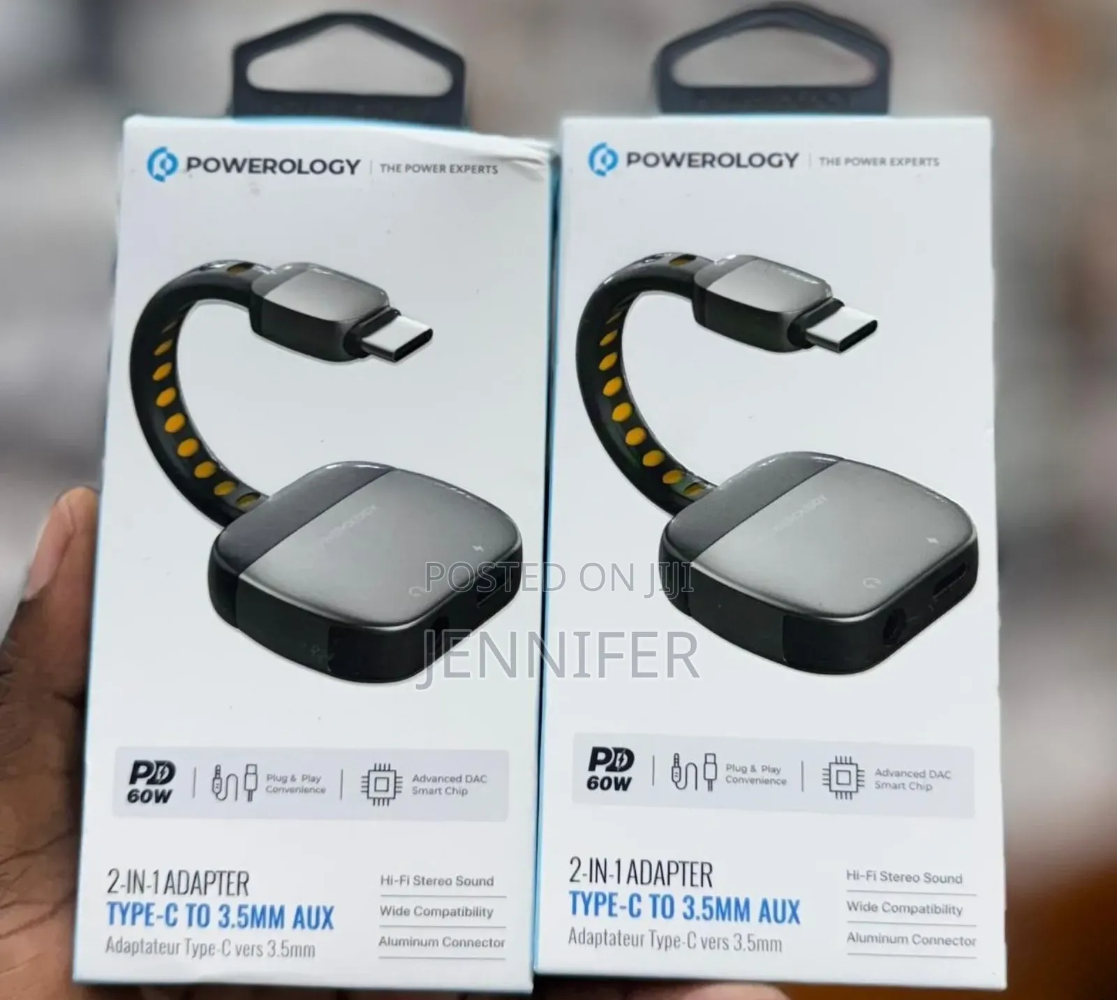 Powerology 2-in-1 Type-C to 3.5mm Aux Adapter