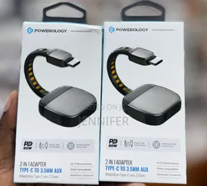 Powerology 2-in-1 Type-C to 3.5mm Aux Adapter