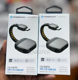 Powerology 2-in-1 Type-C to 3.5mm Aux Adapter
