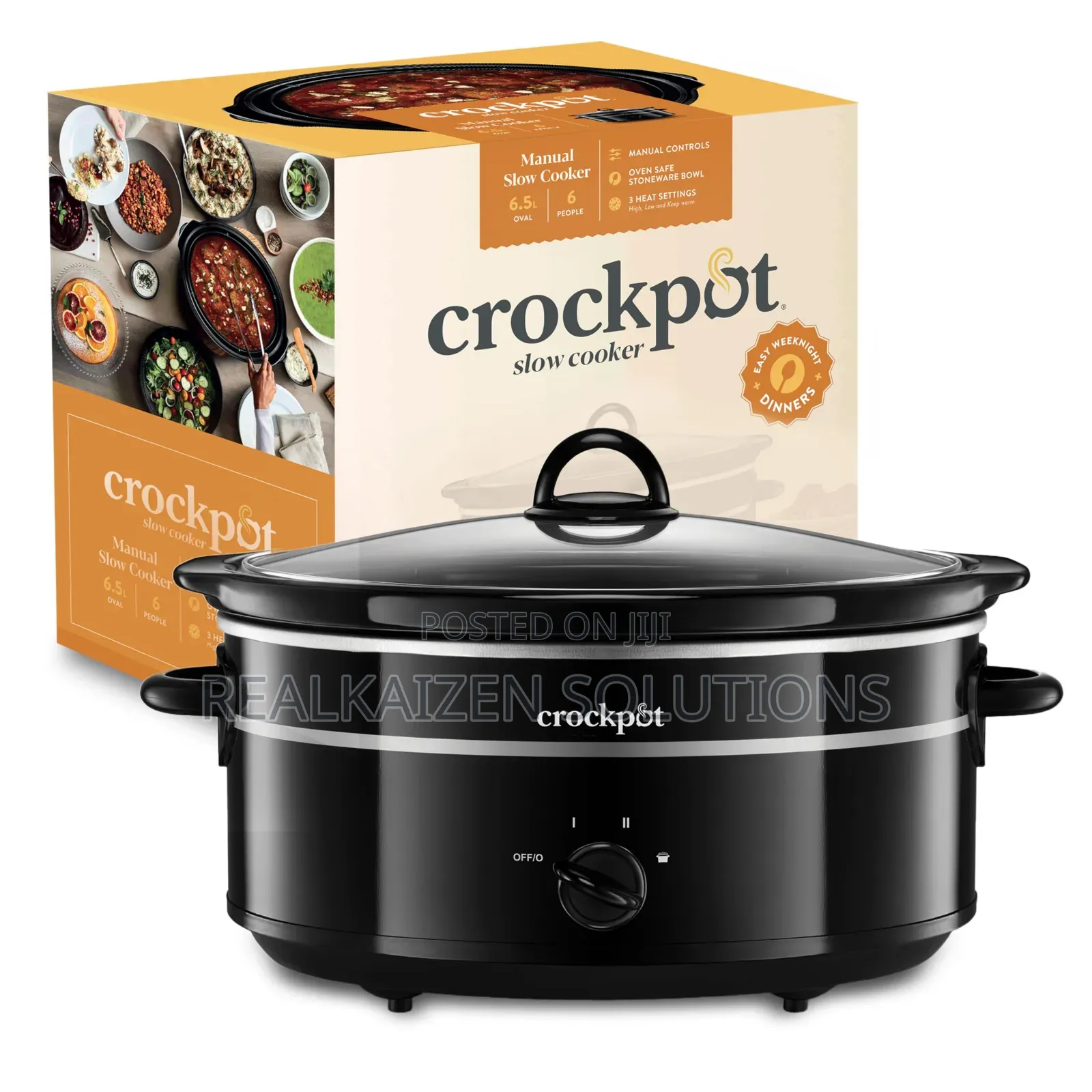 Uk Crockpot 6.5l| 3 Heat Settings| Removable Ceramic Bowl Slow Cooker