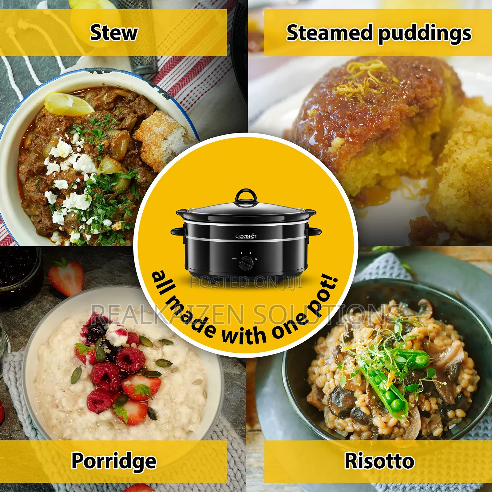 Uk Crockpot 6.5l| 3 Heat Settings| Removable Ceramic Bowl Slow Cooker