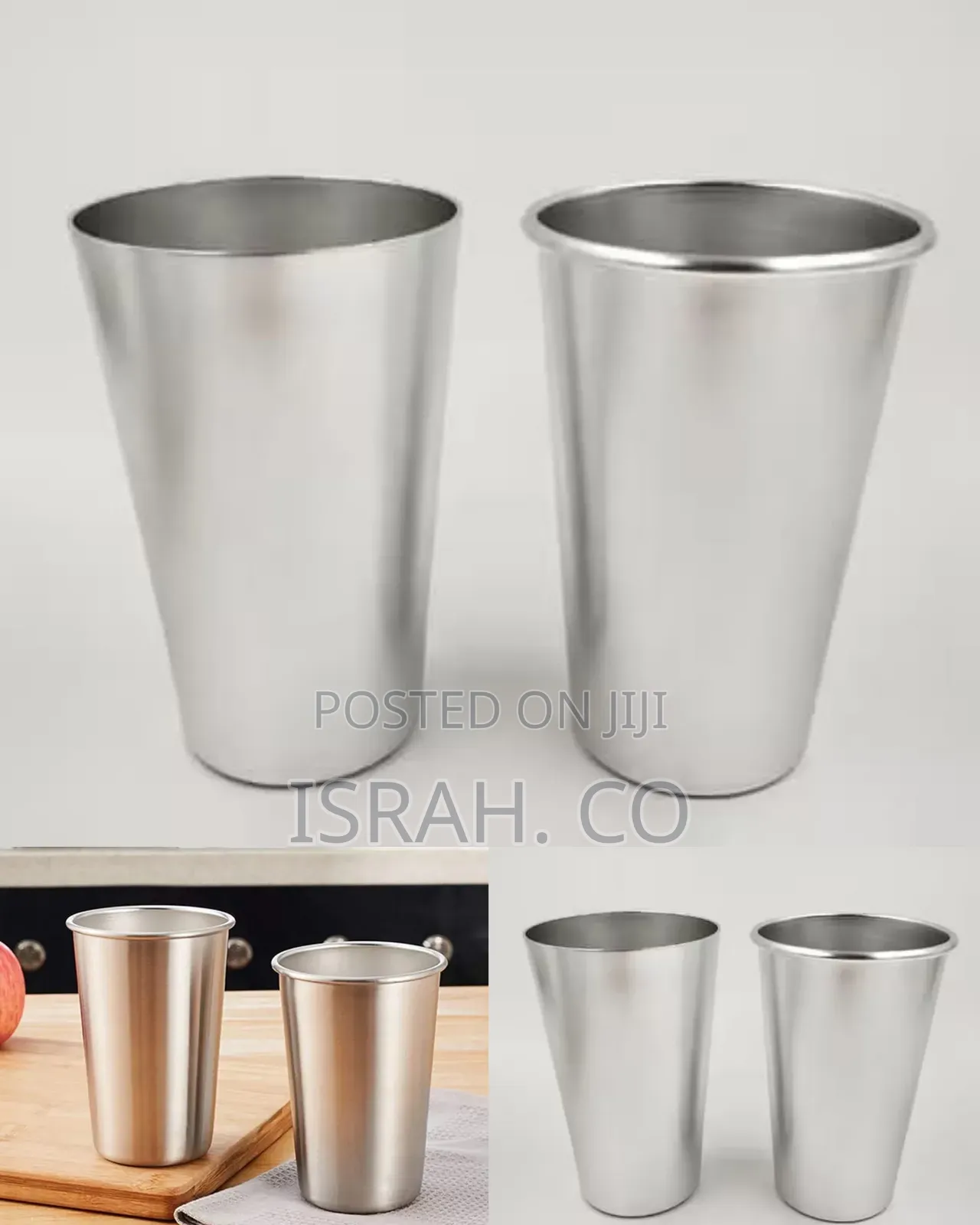 Stainless Steel 12 Pack 400mls Stainless Steel Pint Cups Water Glass