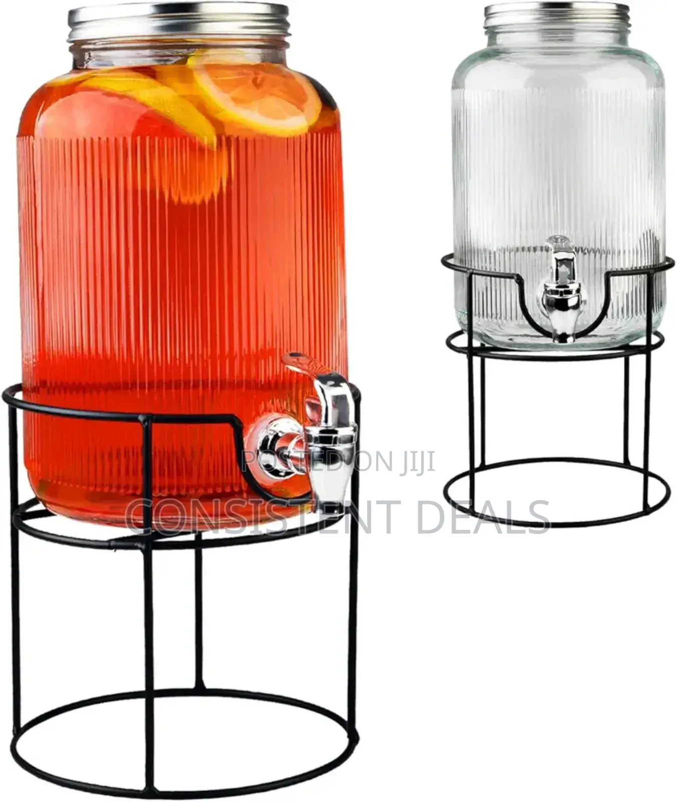 3.8l Fluted Glass Beverage Dispenser With Stand