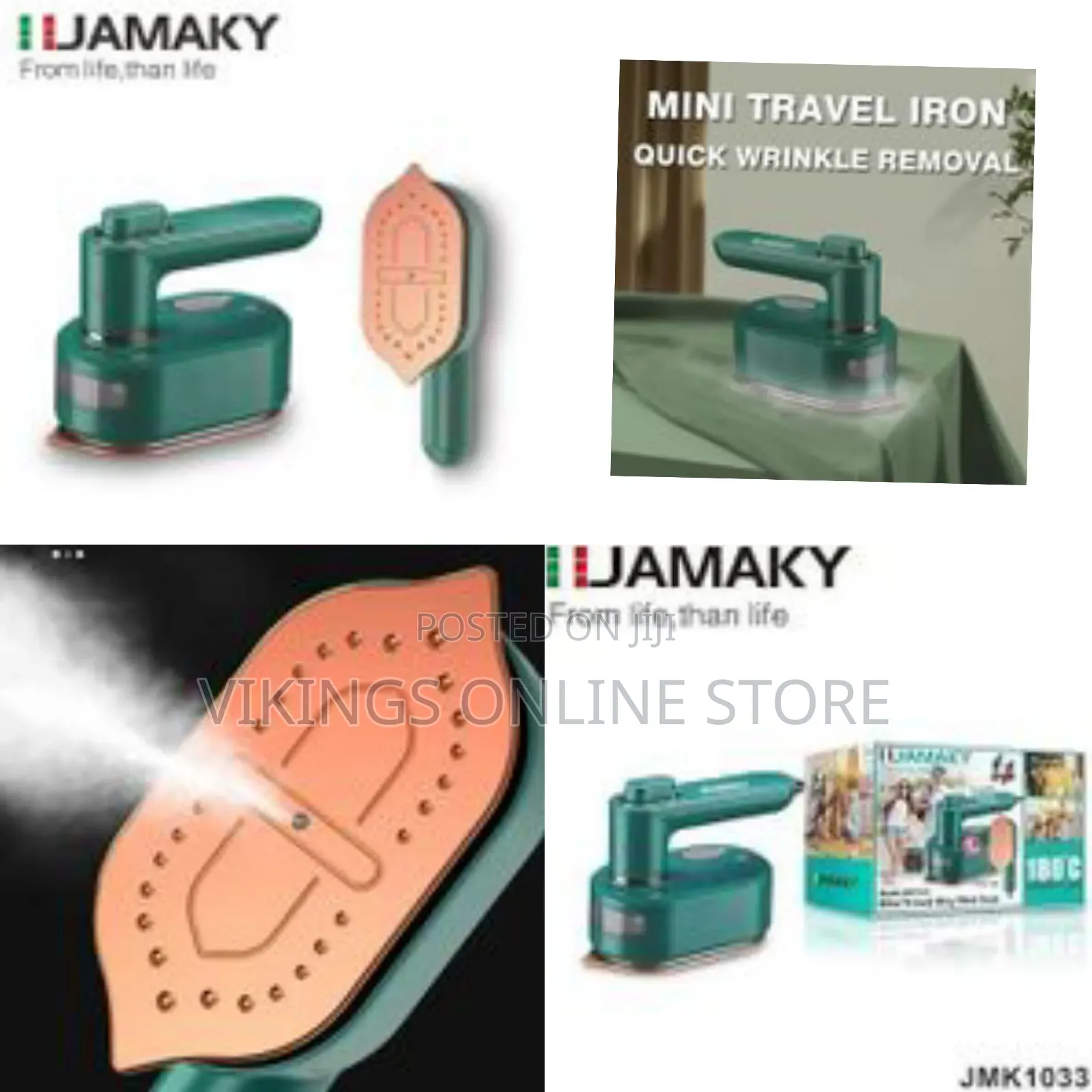 Jamaky Mini Travel Dry and Wet Iron 180c -Green