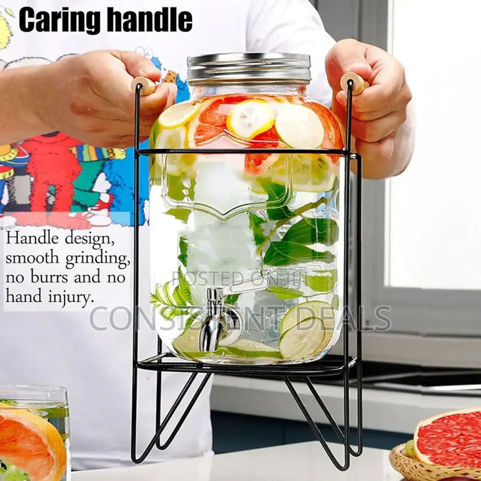 4l Glass Jar Beverage Juice Dispenser With Stand