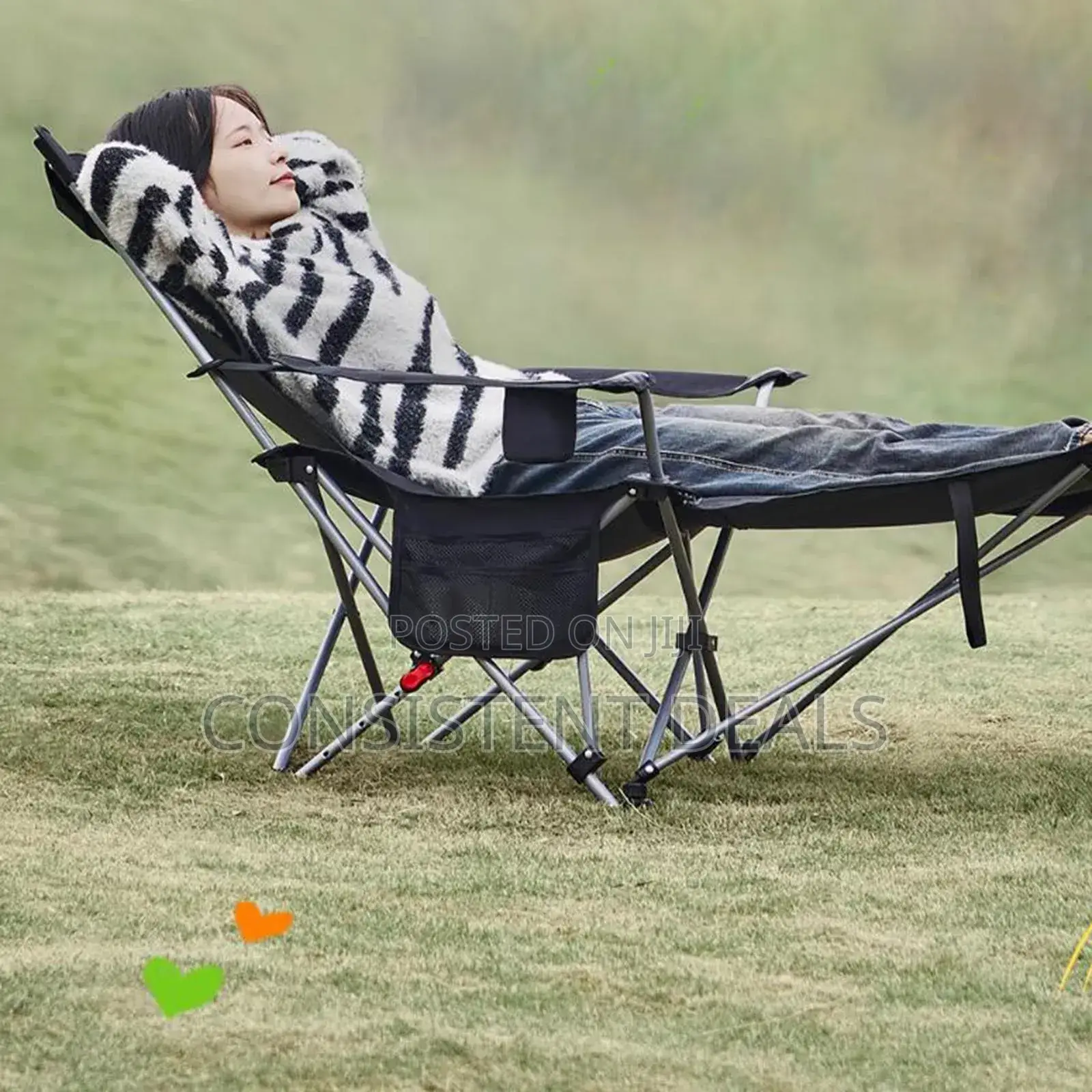 Reclining Camping Chair With Removable Footrest, Reclining Beach Chair