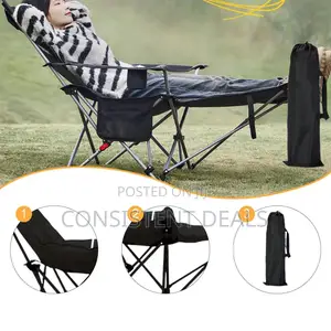 Reclining Camping Chair With Removable Footrest, Reclining Beach Chair