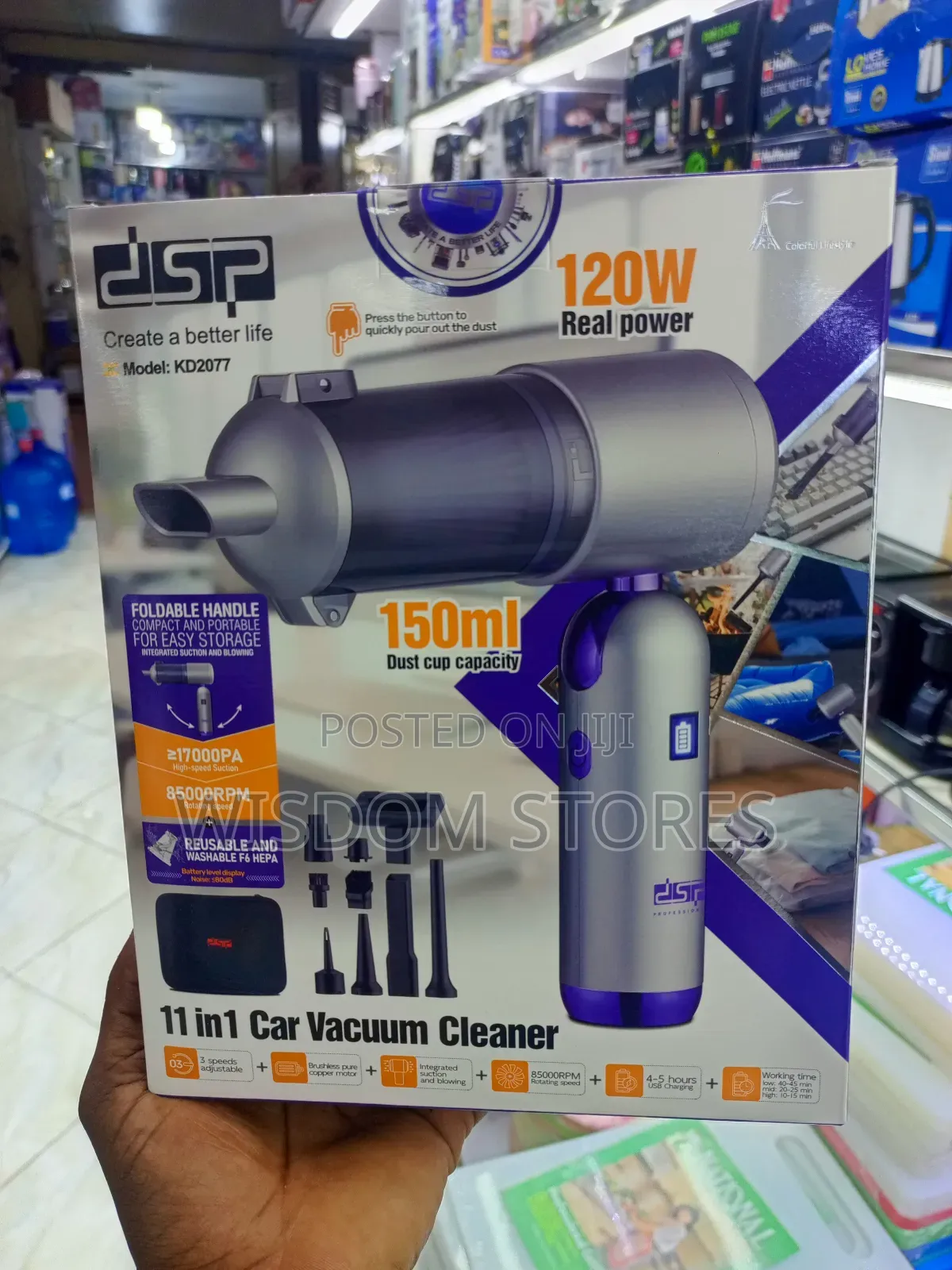 DSP Kd2077 Cordless, 11-in-1 Handheld Vacuum Cleaner