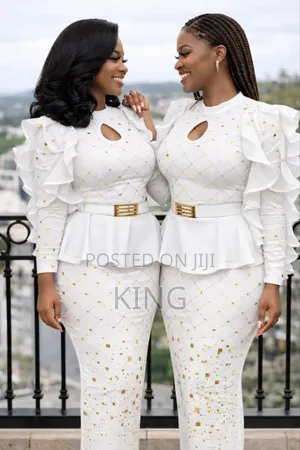 Womens Two-Piece Peplum Top and Pencil Skirt.