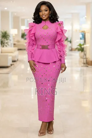 Womens Two-Piece Peplum Top and Pencil Skirt.