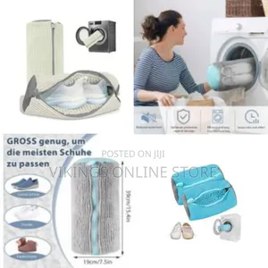 Hangable Laundry Shoe Washing Machine Bag, Polyester Knit Fabric