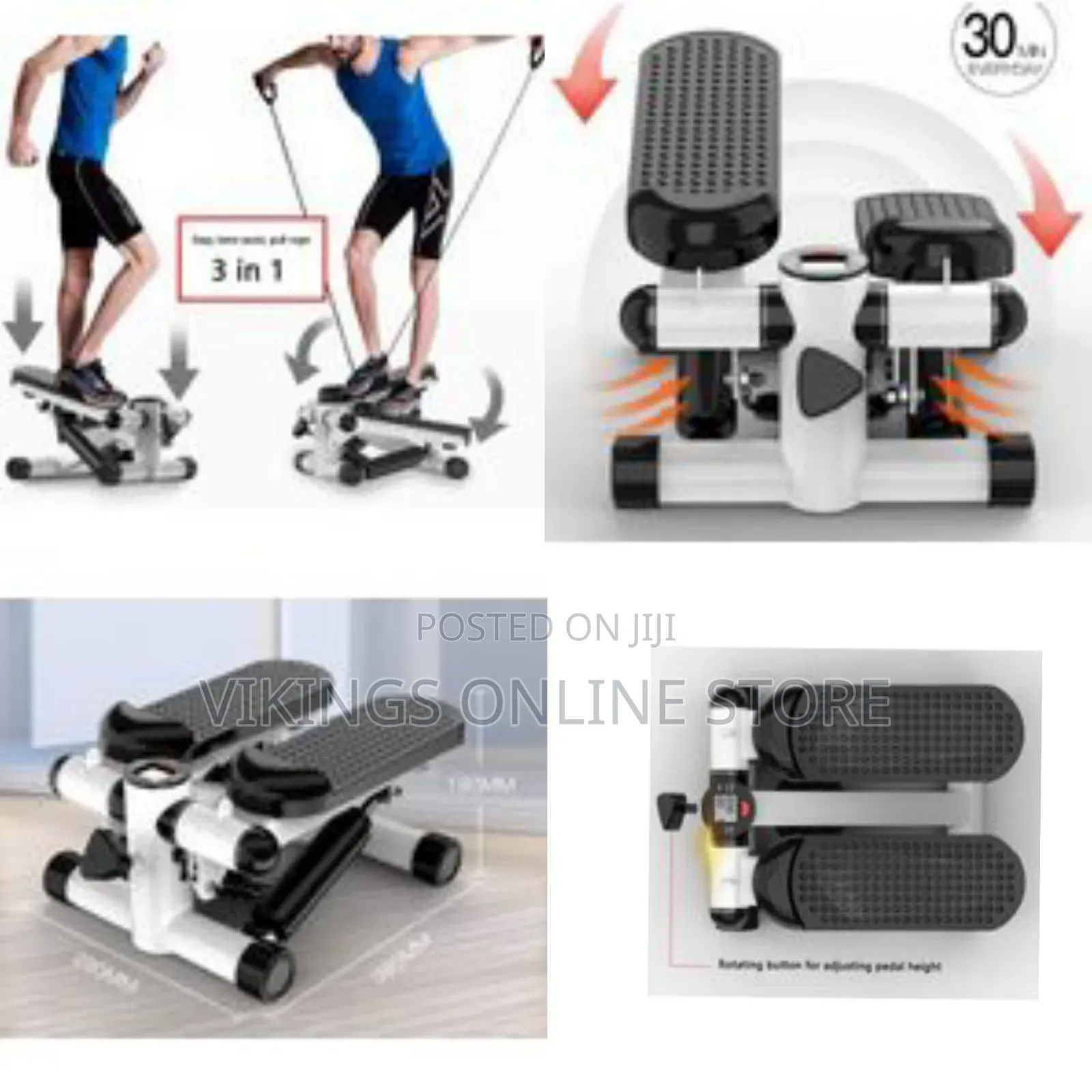 2in1 Stepper With Electric Ropes, Mini Exercise Bike Multifunction