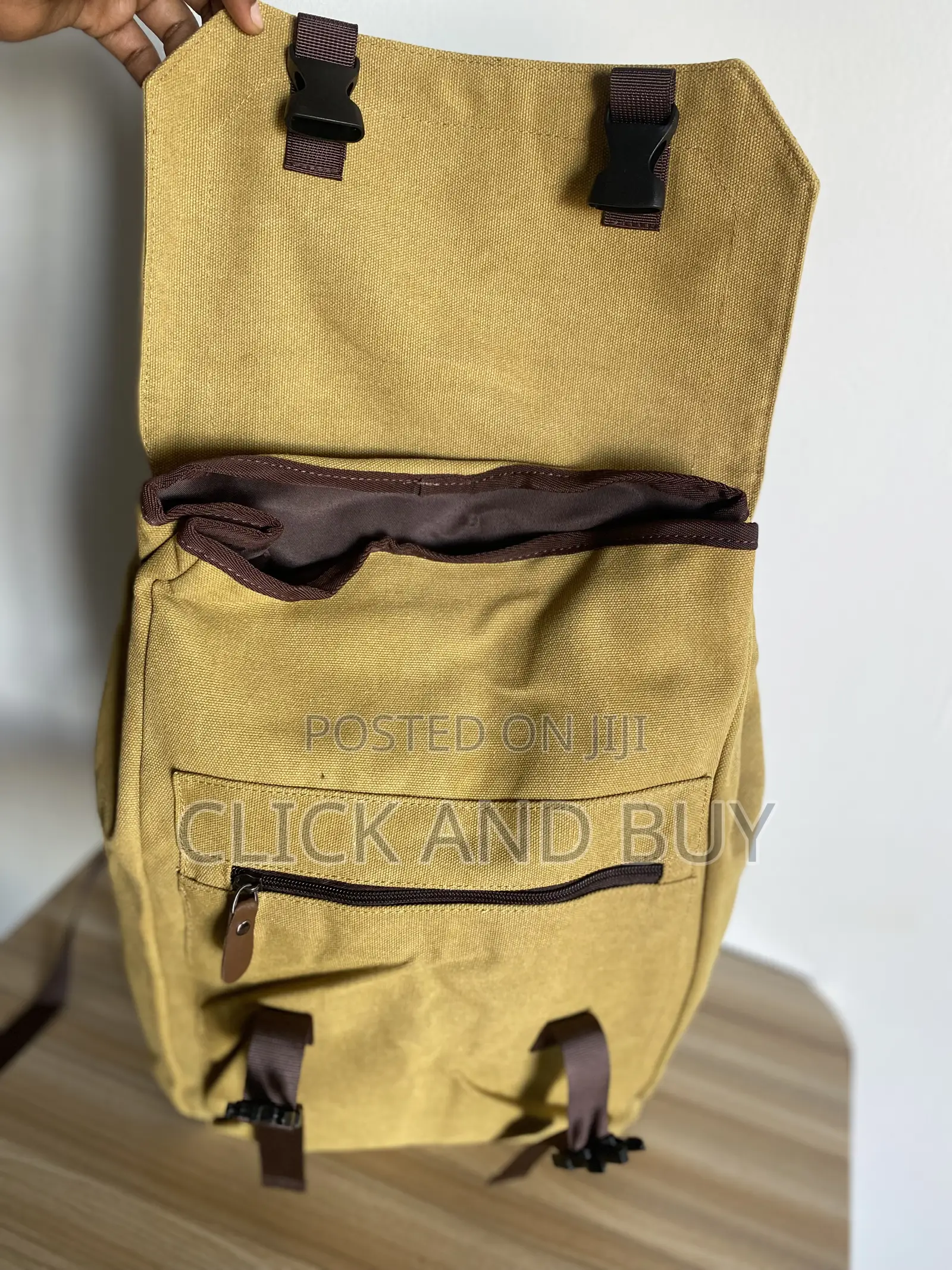 Canvas Backpack Water Resistant 15.6 Inch Laptop Backpack - Khaki