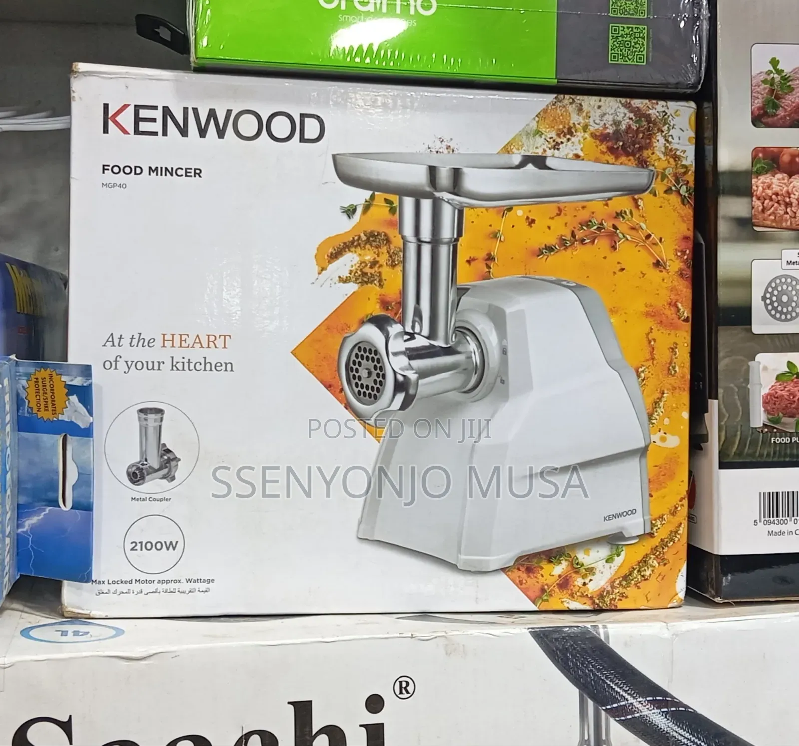 Kenwood Meat Grinder Mincer Mgp40 2100w –Sausage Kebbe Maker, Silver