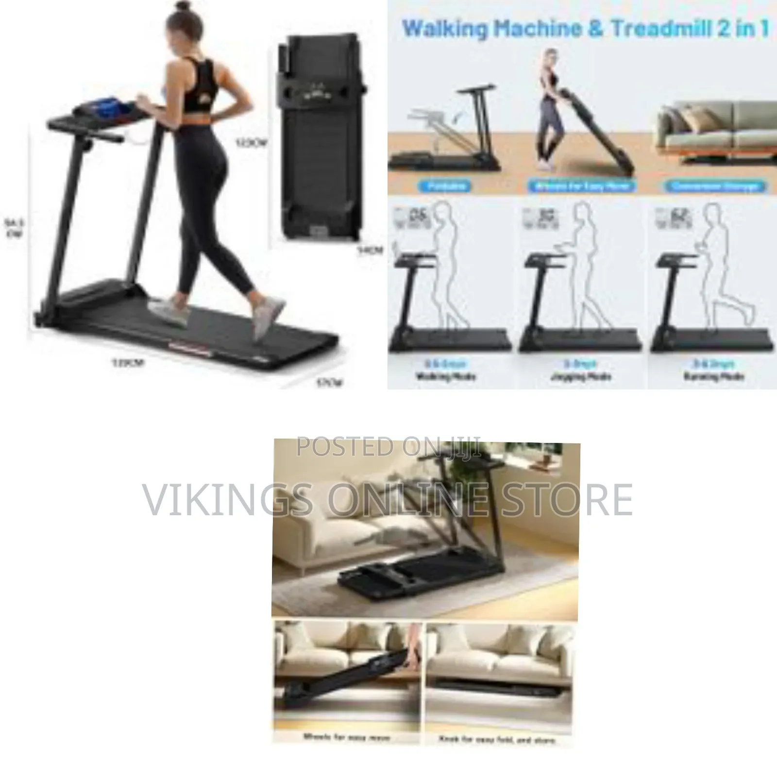 1-8km/H Folding Treadmill Portable Foldable Treadmill Fitness