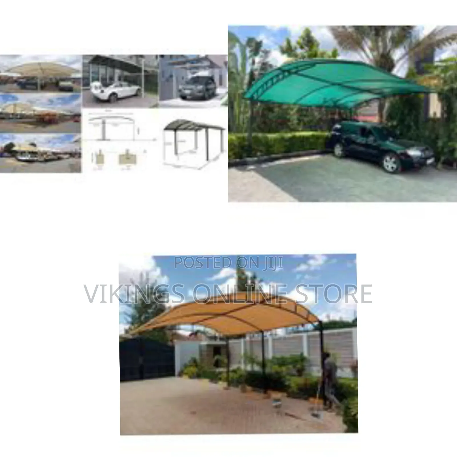 2 Cars Modern Carport Installer-Curved Design Car Shade-Waterproof
