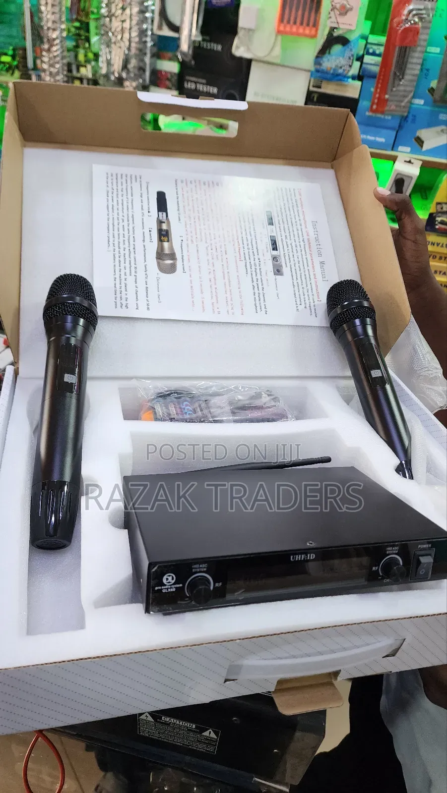 Wireless Microphone System Dual Channel Uhf Cordless Handheld 50meters