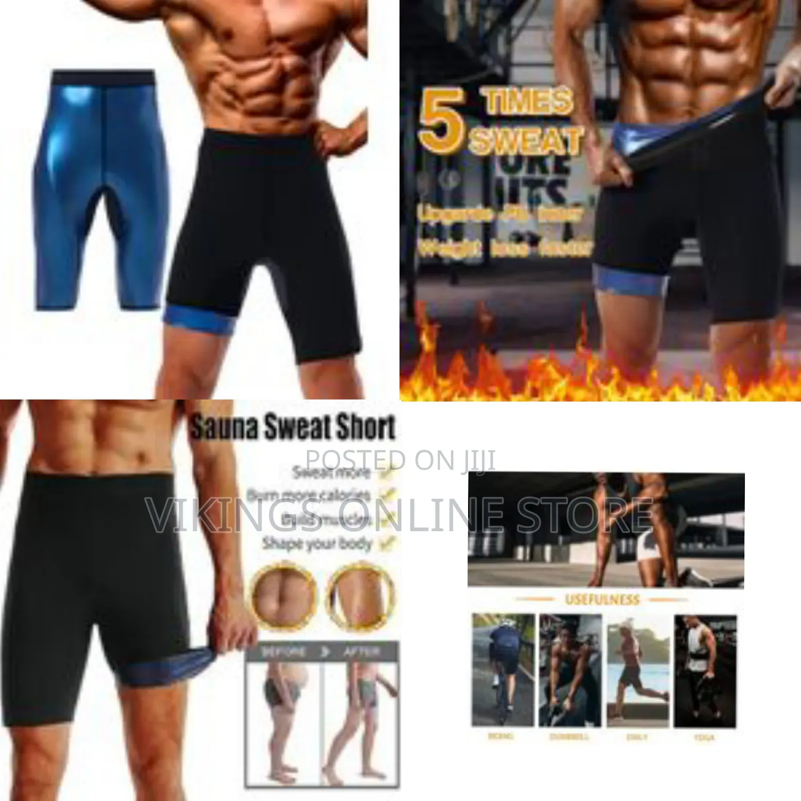 Size: Small/Medium Men Sauna Shorts Pants Sweat Leggings Thermo Capris