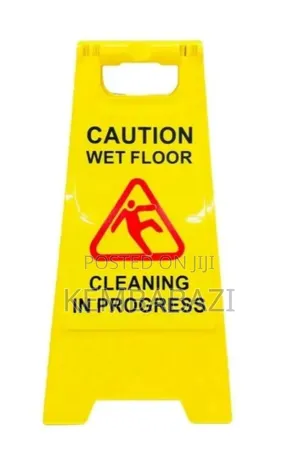 Yellow A-frame "Caution Wet Floor" Warning Sign.