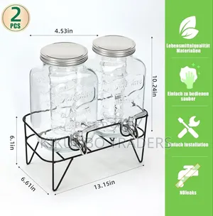 Roetell 2 Pack 4 Litre Glass Drink Dispenser With Tap