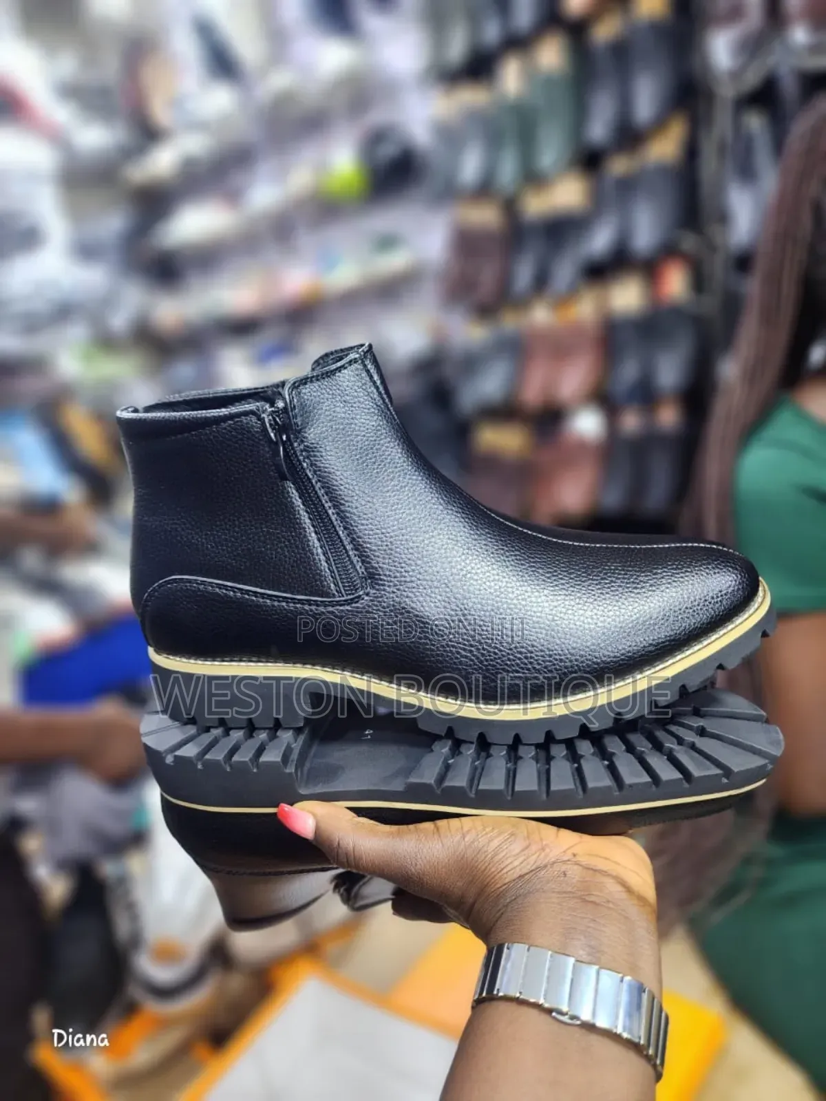 Black Men's Original Leather Boots Size 40 to 45