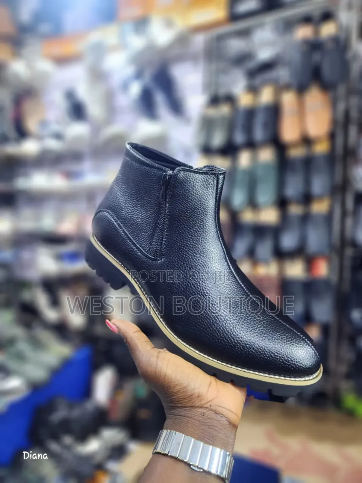 Black Men's Original Leather Boots Size 40 to 45