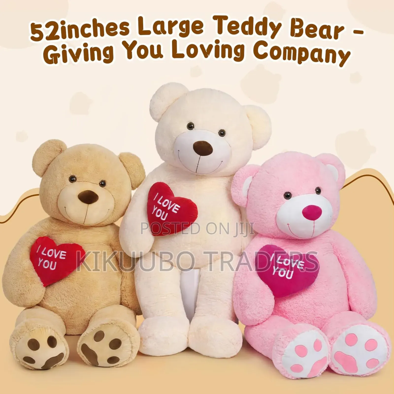 Giant White Teddy Bear Plush With I Love You
