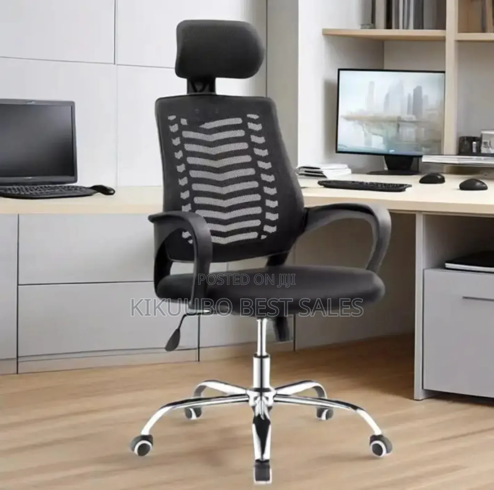 High-Back Mesh Ergonomic Office Chair With a Chrome Base