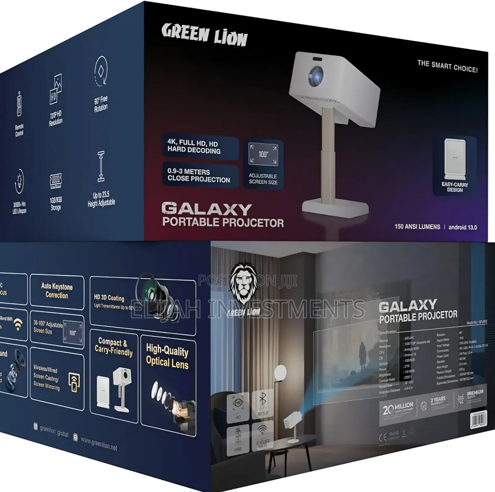 Green Lion Galaxy Portable Projector, Projector With Speaker