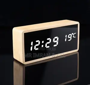 Bamboo Digital Alarm Clock and Temperature Display