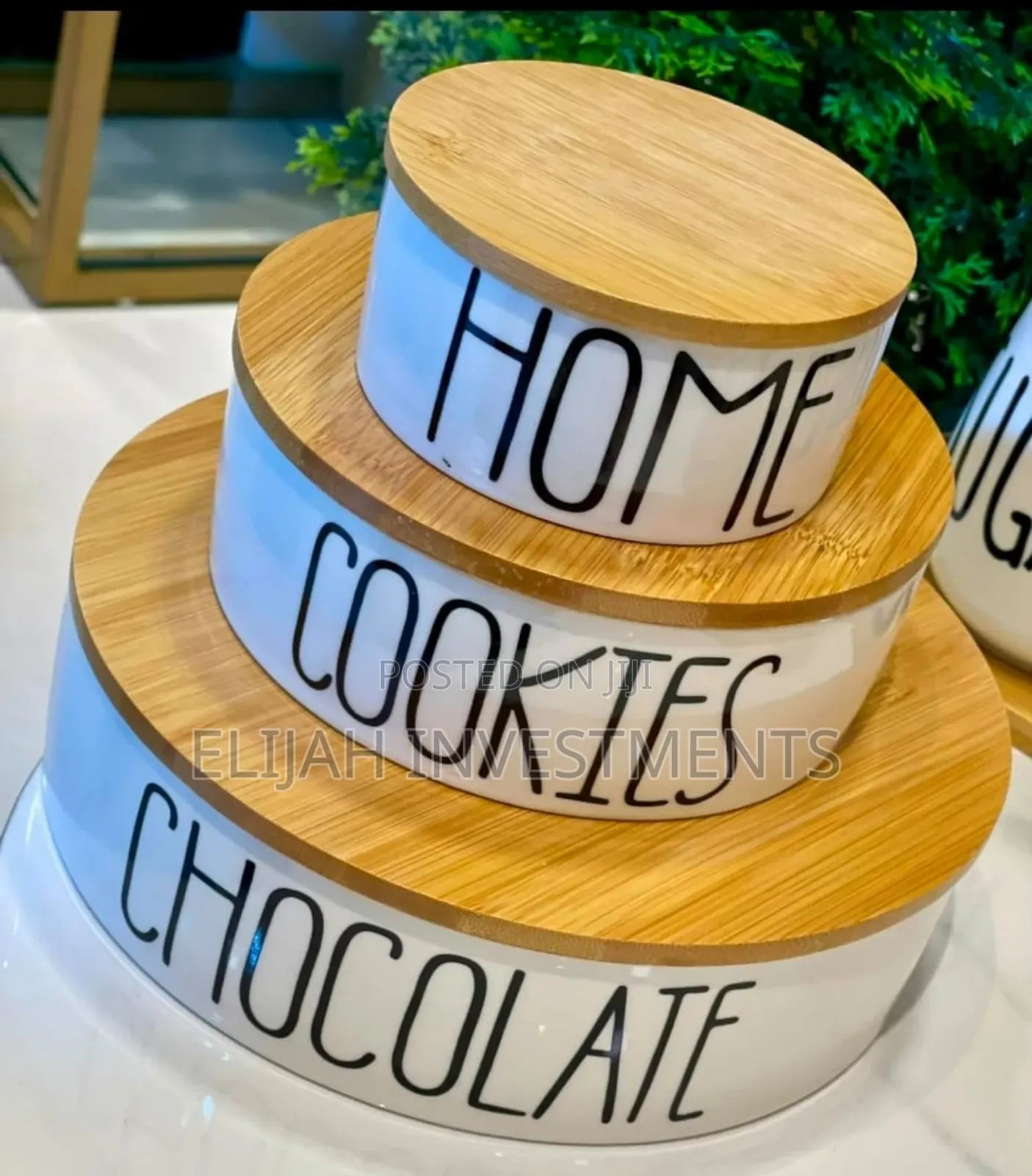 3-Piece Set of White Ceramic Kitchen Storage Canisters