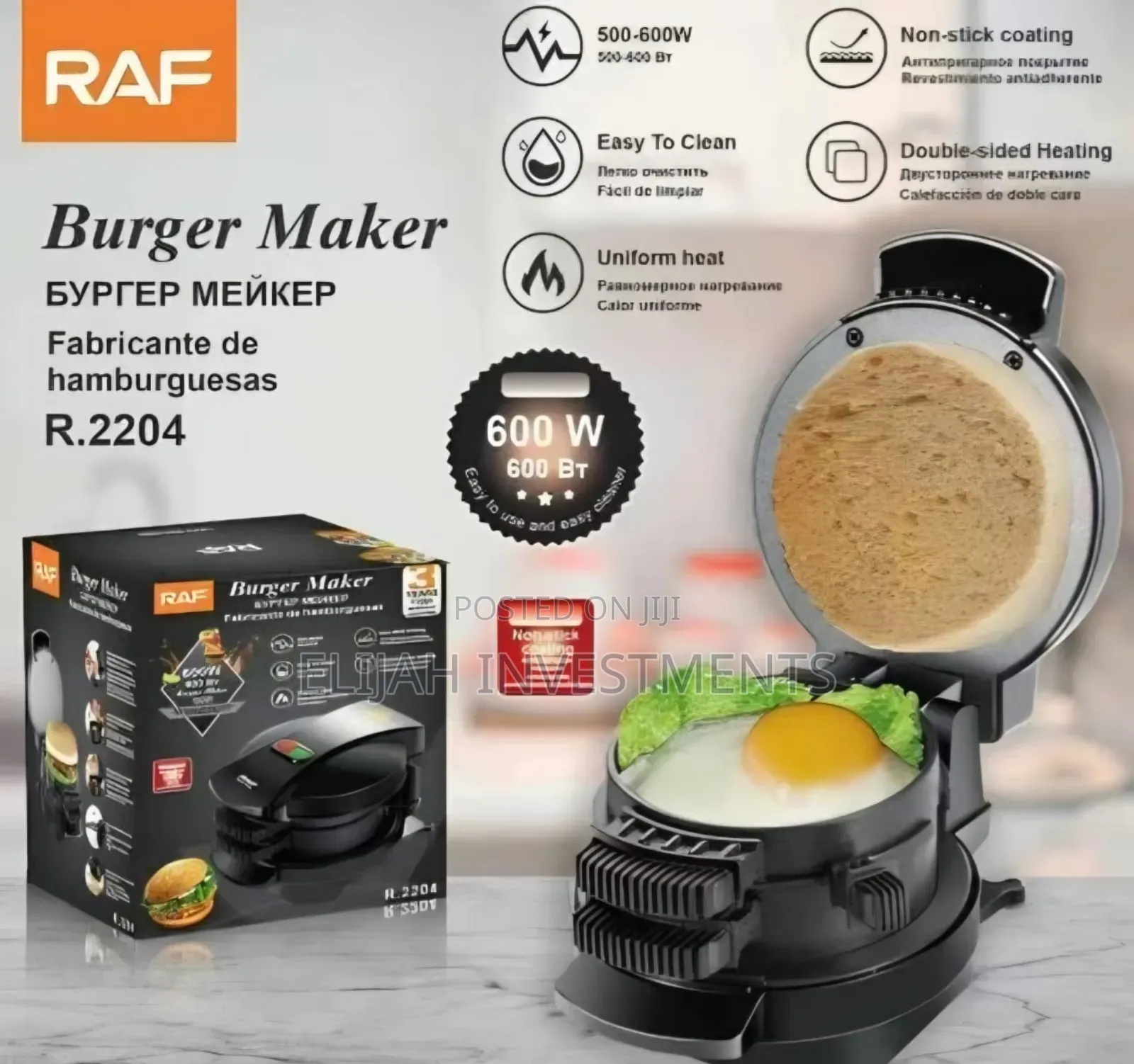 Raf Mini Burger Press Maker With Egg Cooker Ring