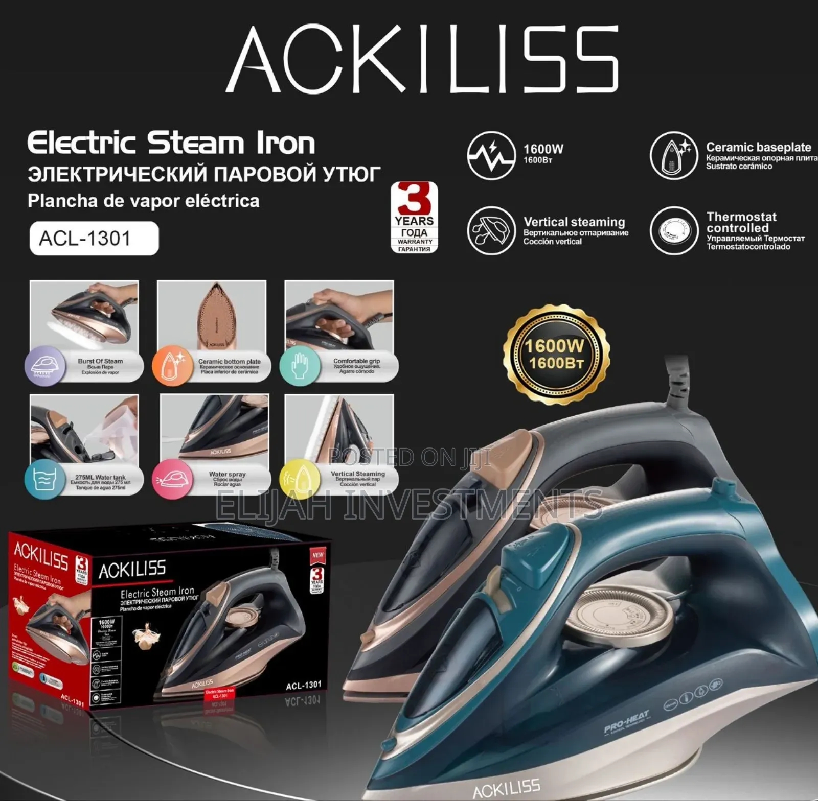 Ackiliss Electric Steam Iron.