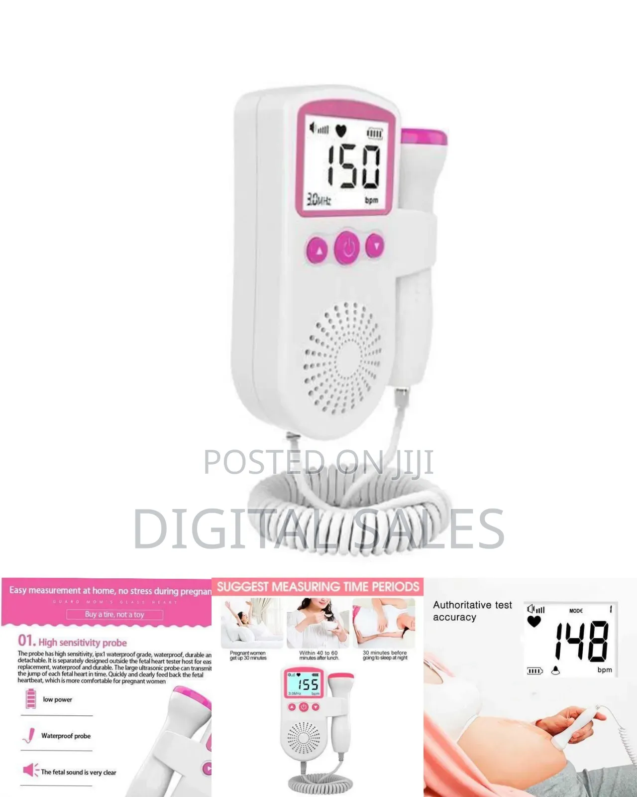 Professional Portable Fetal Doppler With Digital LCD Display