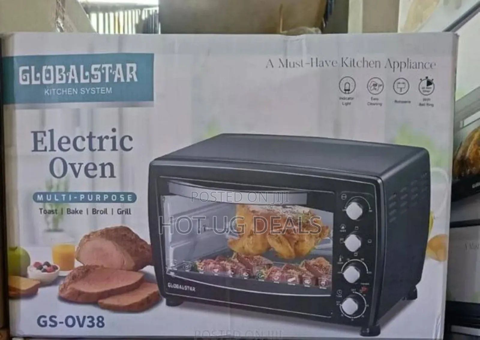 Globalstar 38-Liter Electric Oven With Tray Rotisserie, Grill